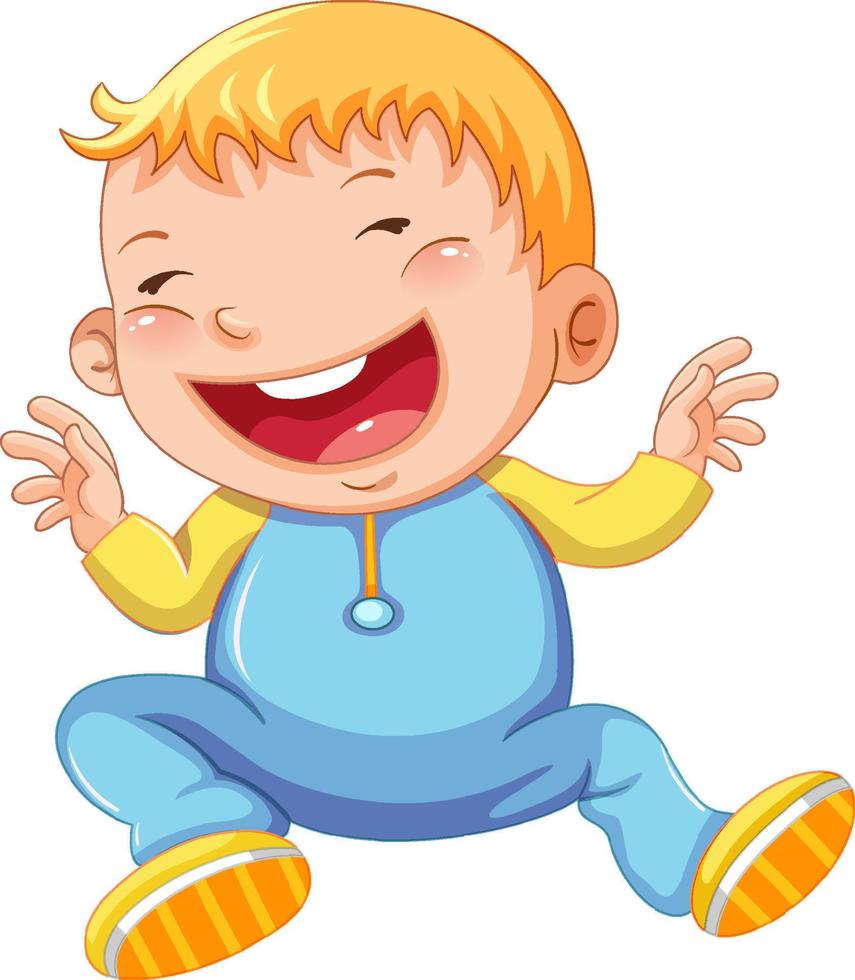 Cartoon toddler wearing blue clothes vector