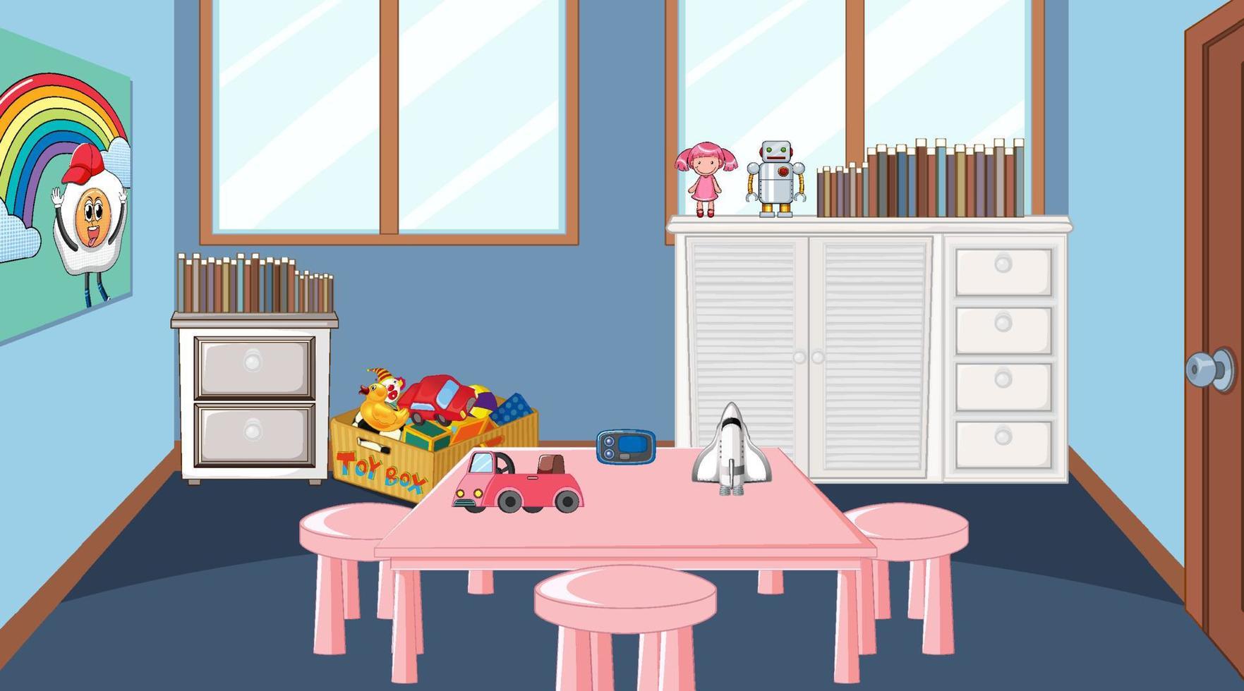 Room with pink table and chairs vector