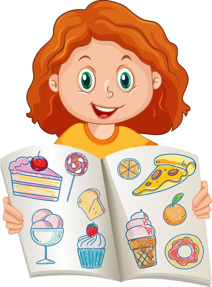 A girl holding her art work in cartoon style vector