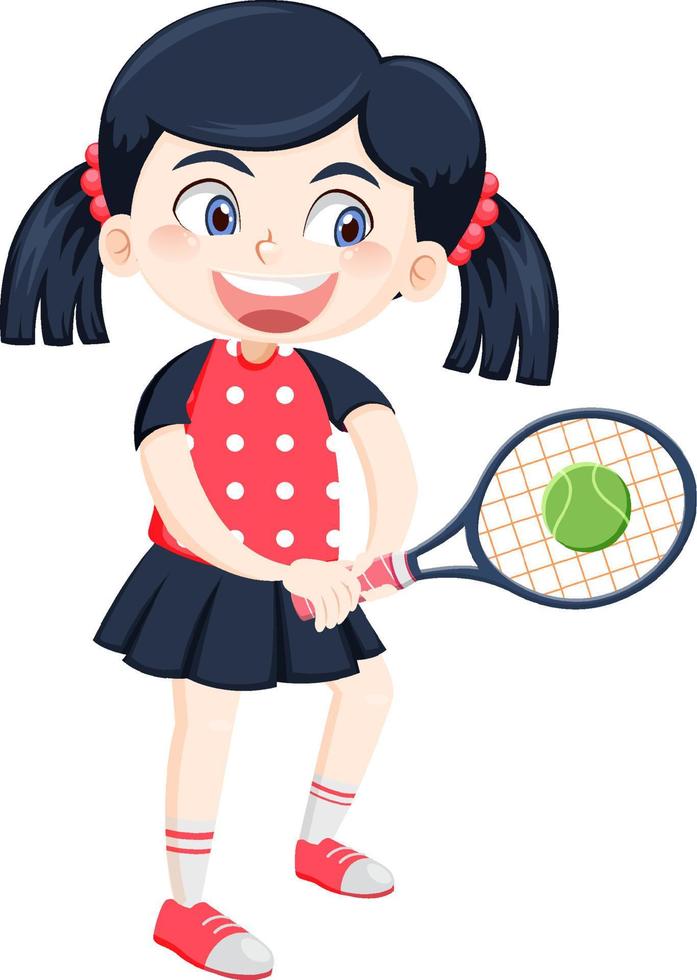 linda chica de dibujos animados de jugador de tenis vector