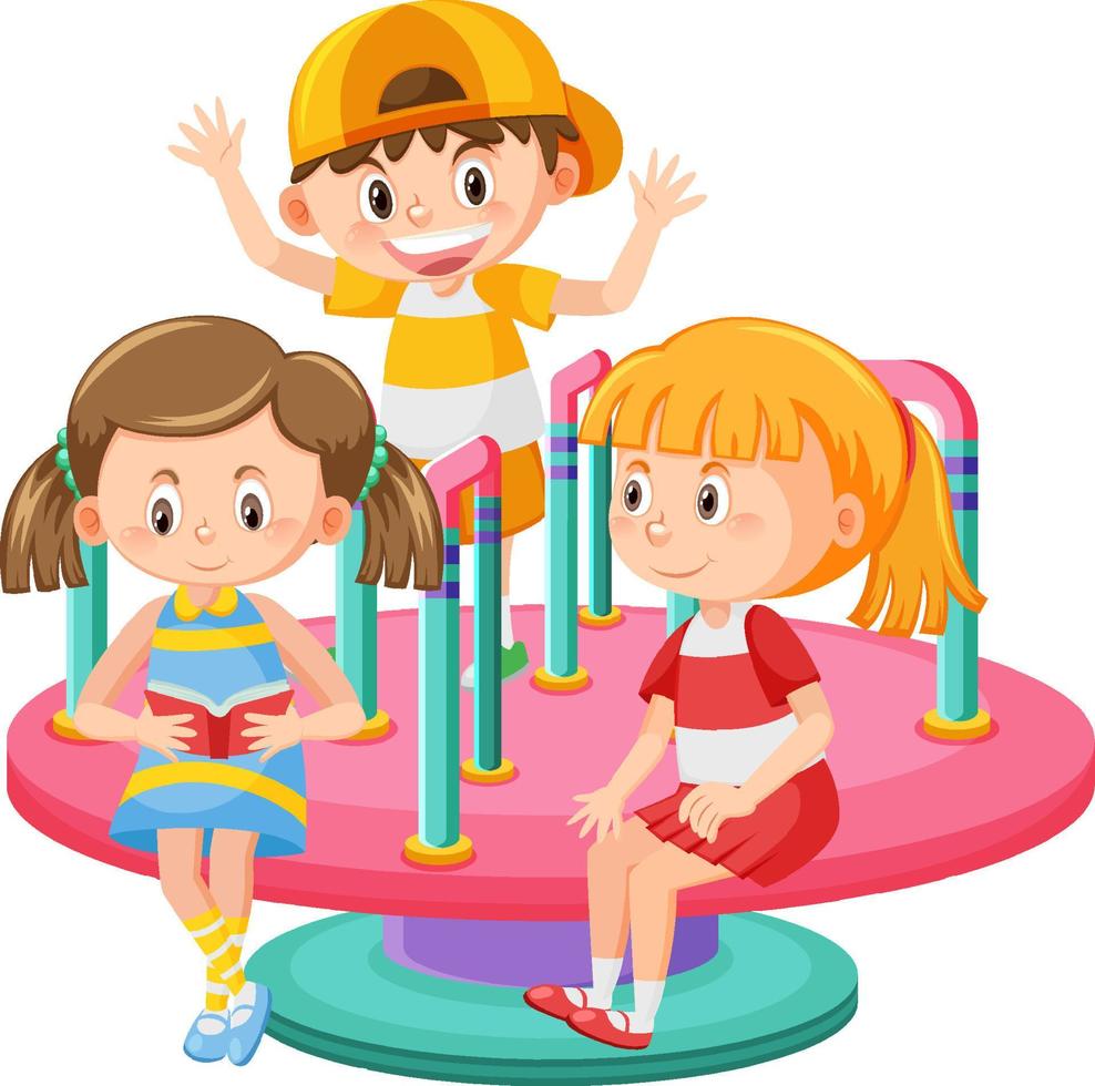 Children roundabout playground cartoon vector