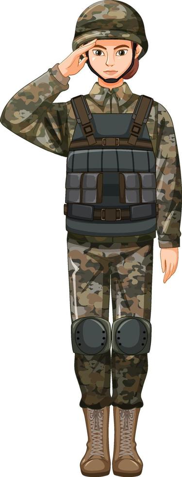 Soldier in uniform cartoon character vector