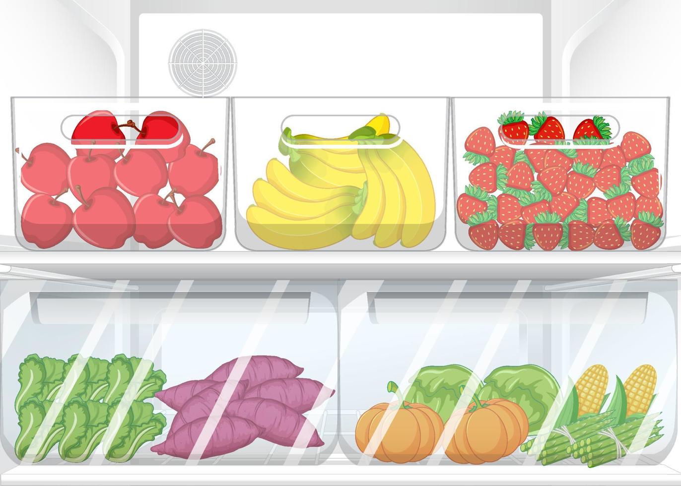 Inside of refrigerator with foods vector