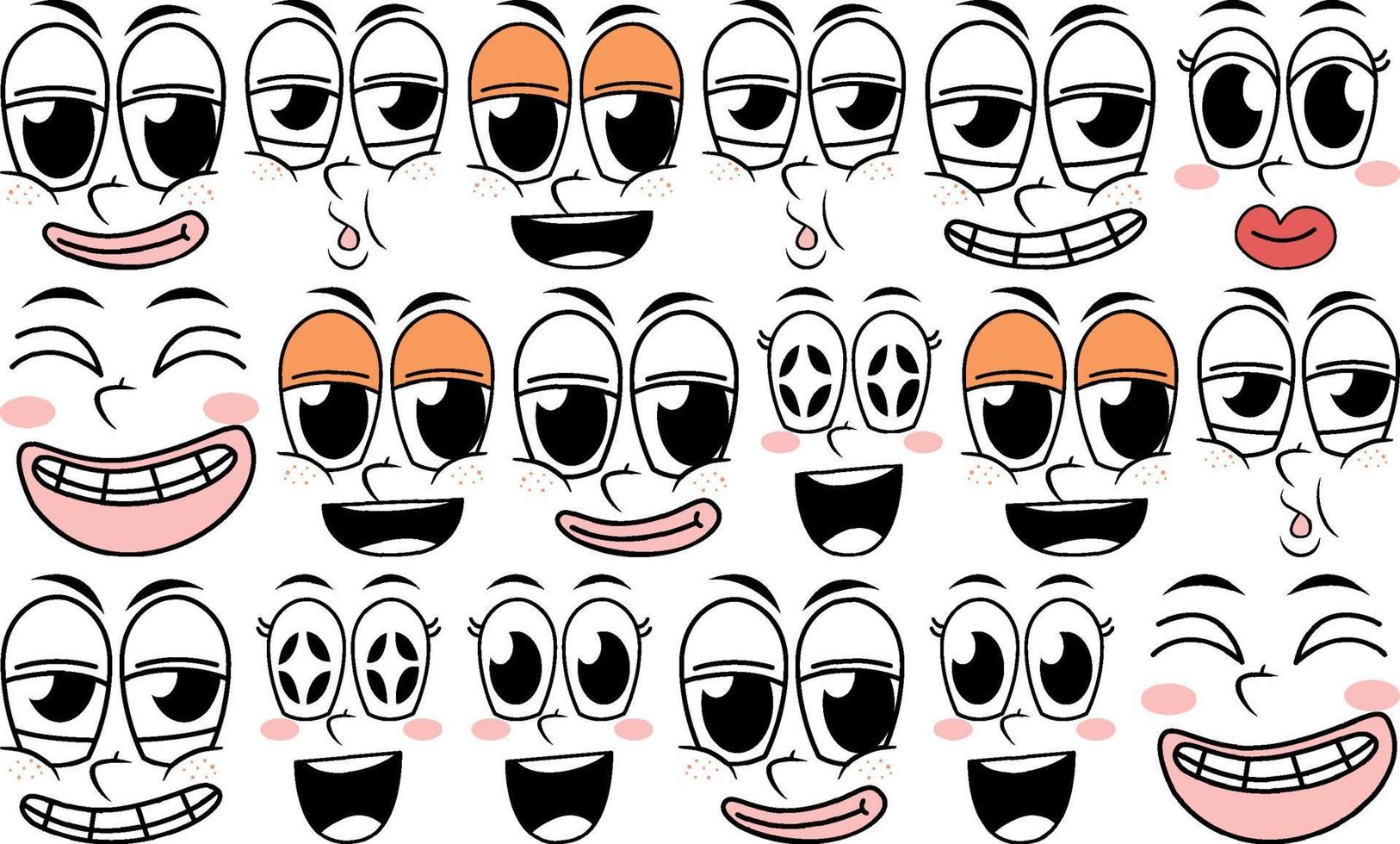 Set of facial expression on white background vector