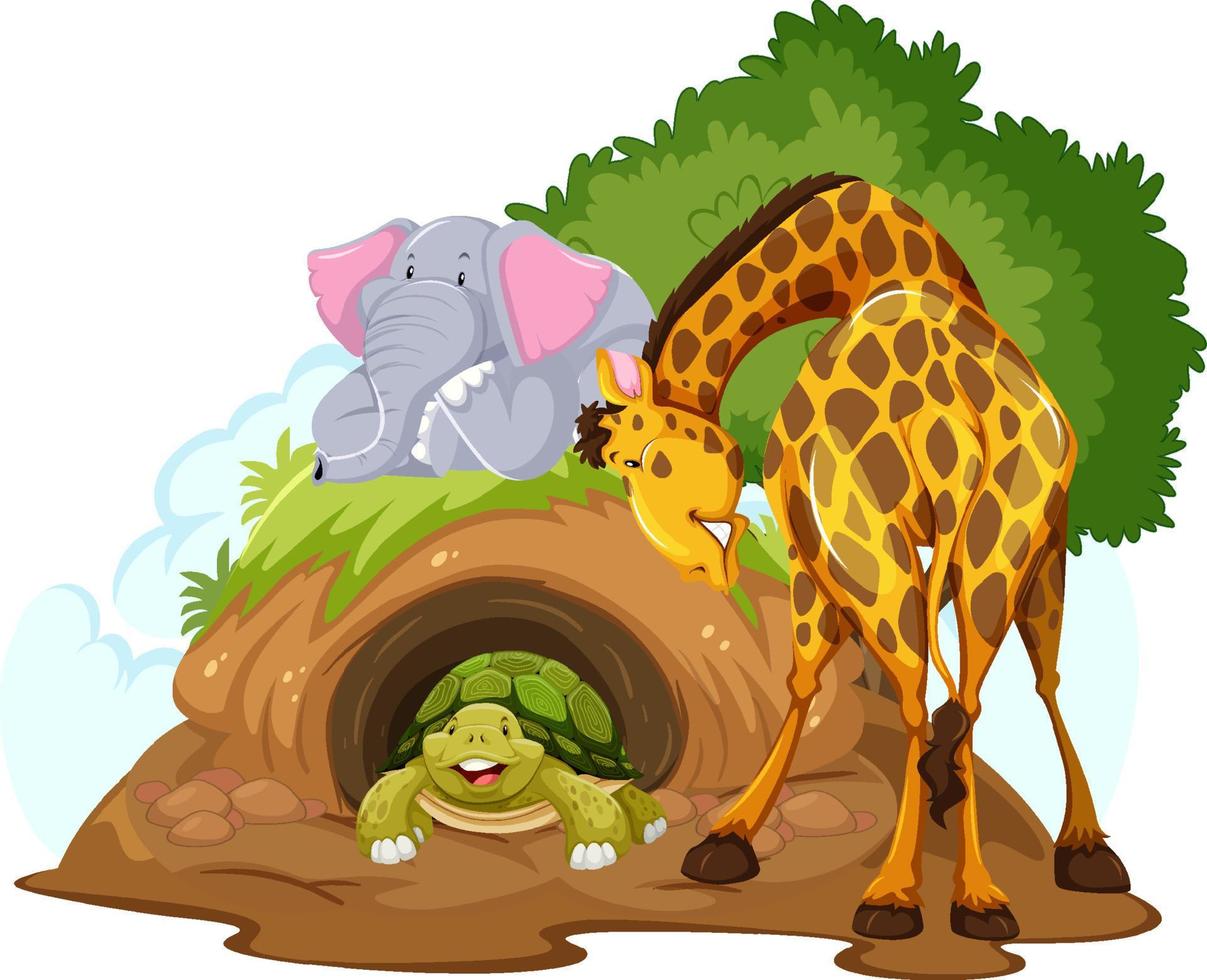 Wild animals cartoon character with burrow vector