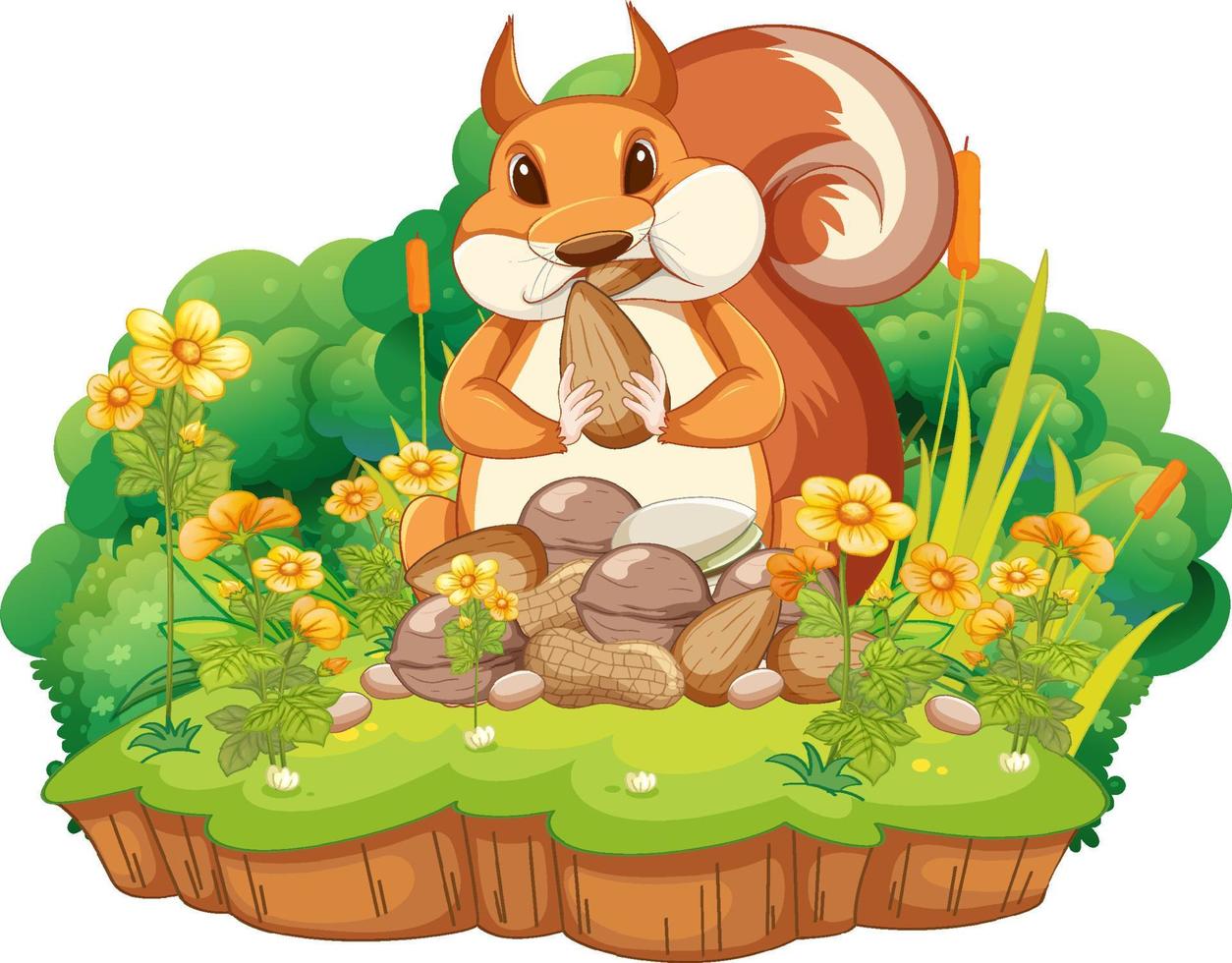 A squirrel eating nuts on island vector