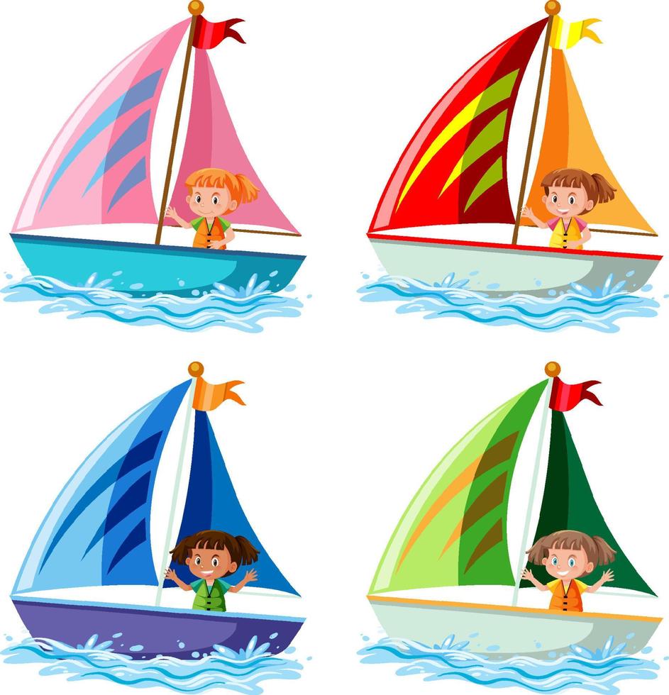 diferentes niños en veleros en estilo de dibujos animados 7637530 Vector en  Vecteezy
