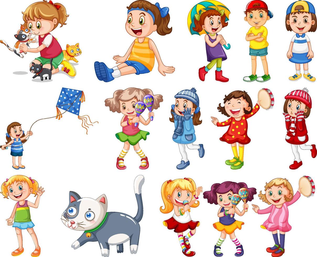 Happy children in different actions vector