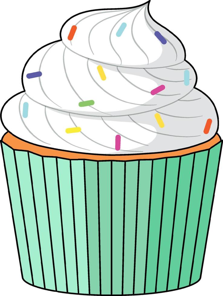 Cupcake with white cream topping vector