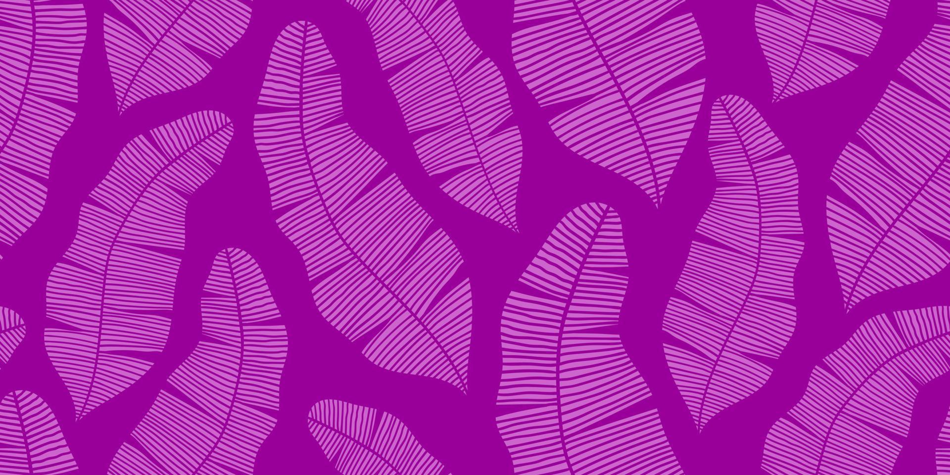 ABSTRACT VECTOR SEAMLESS LILAC BANNER WITH PINK BANANA LEAVES