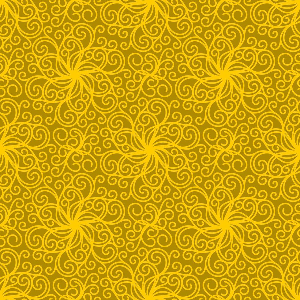 YELLOW SEAMLESS VECTOR BACKGROUND WITH SPIRAL CURLS