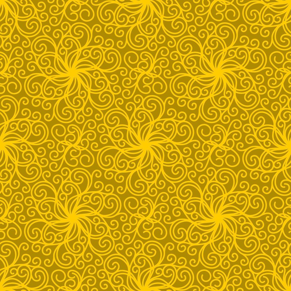 YELLOW SEAMLESS VECTOR BACKGROUND WITH SPIRAL CURLS