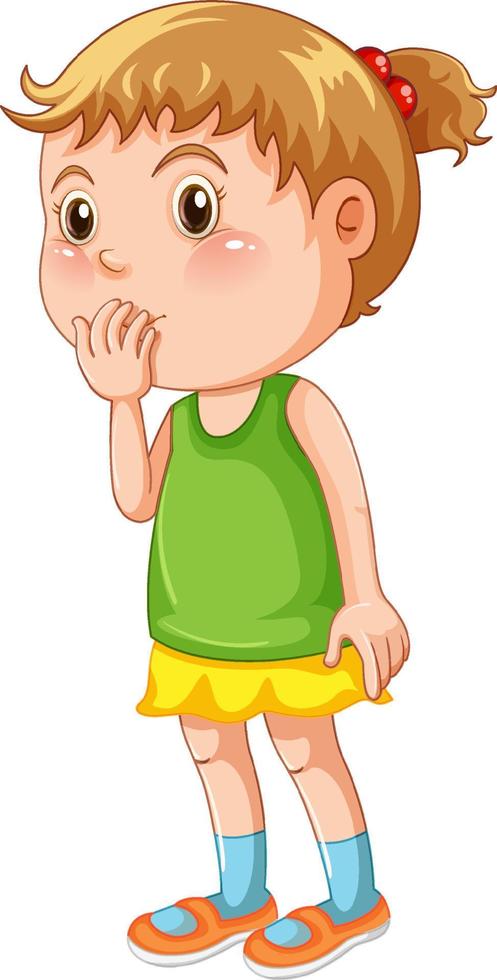 Cute girl wearing green shirt cartoon character vector