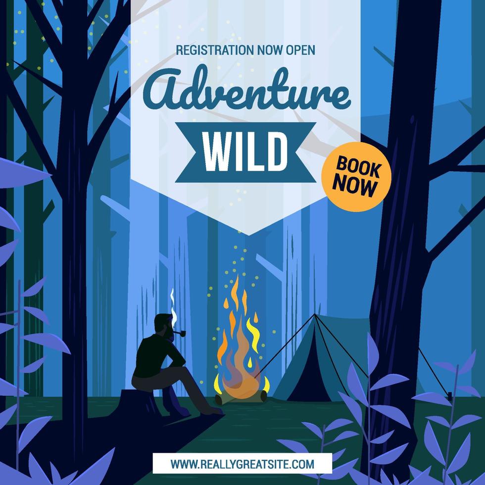 Summer Camp Adventure Forest Social Post Concept vector