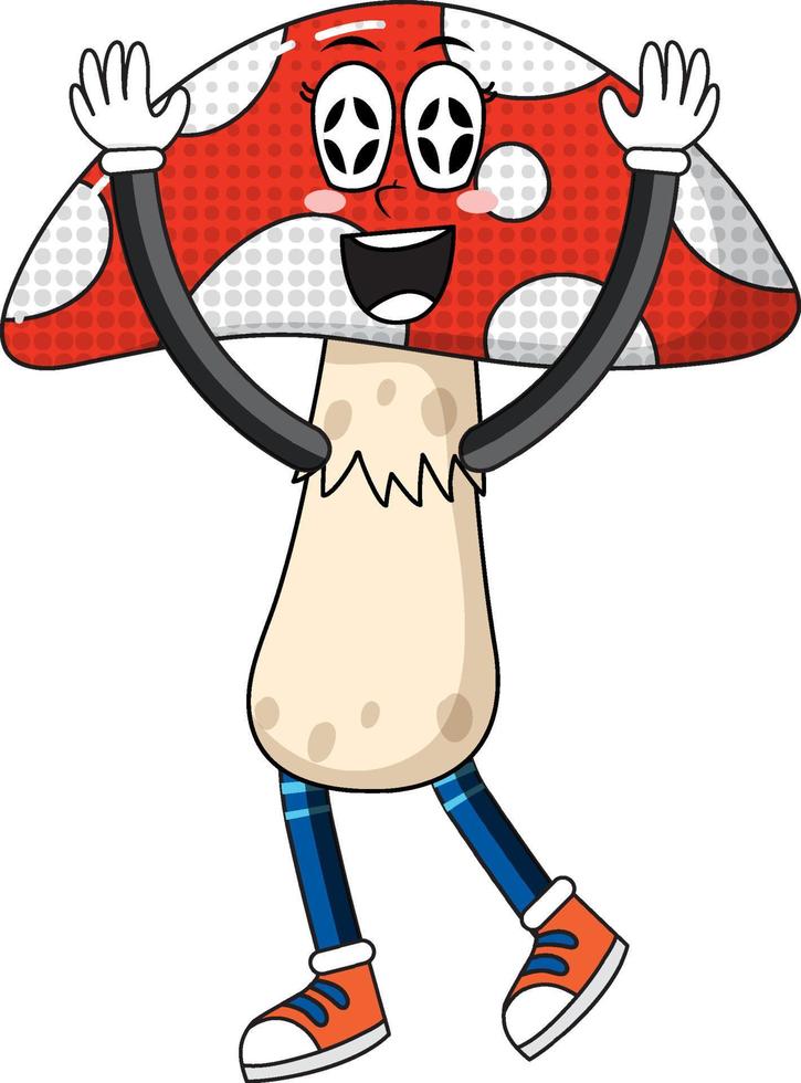 Mushroom cartoon character on white background vector