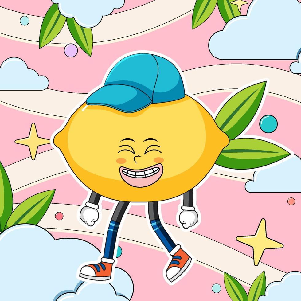 Funny lemon cartoon character vector