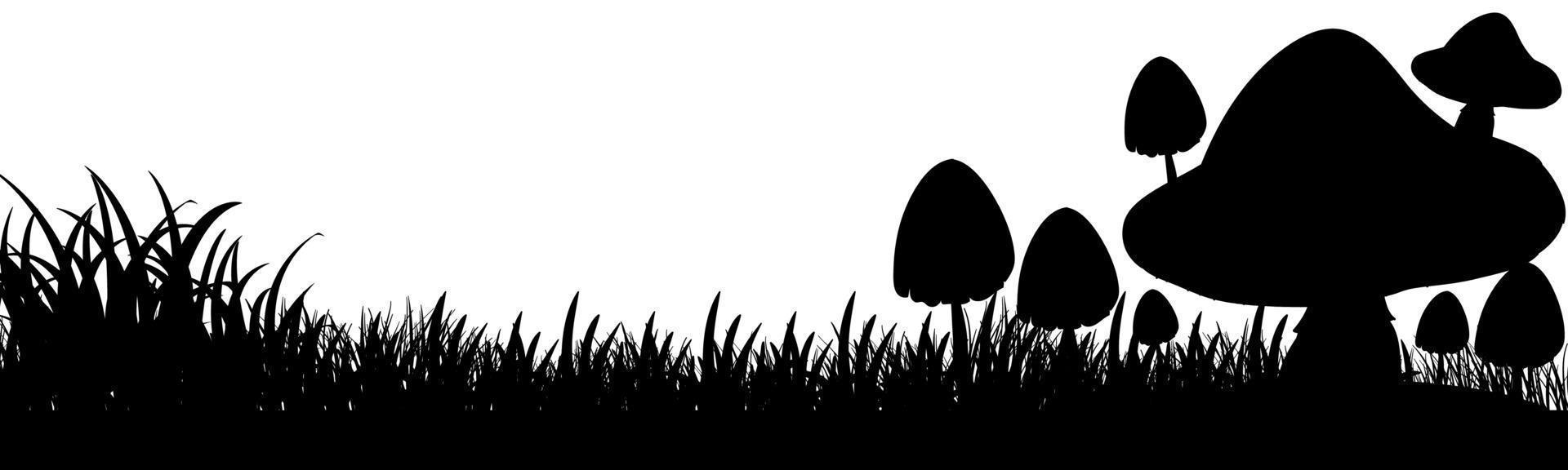 Silhouette mushroom in nature white background vector