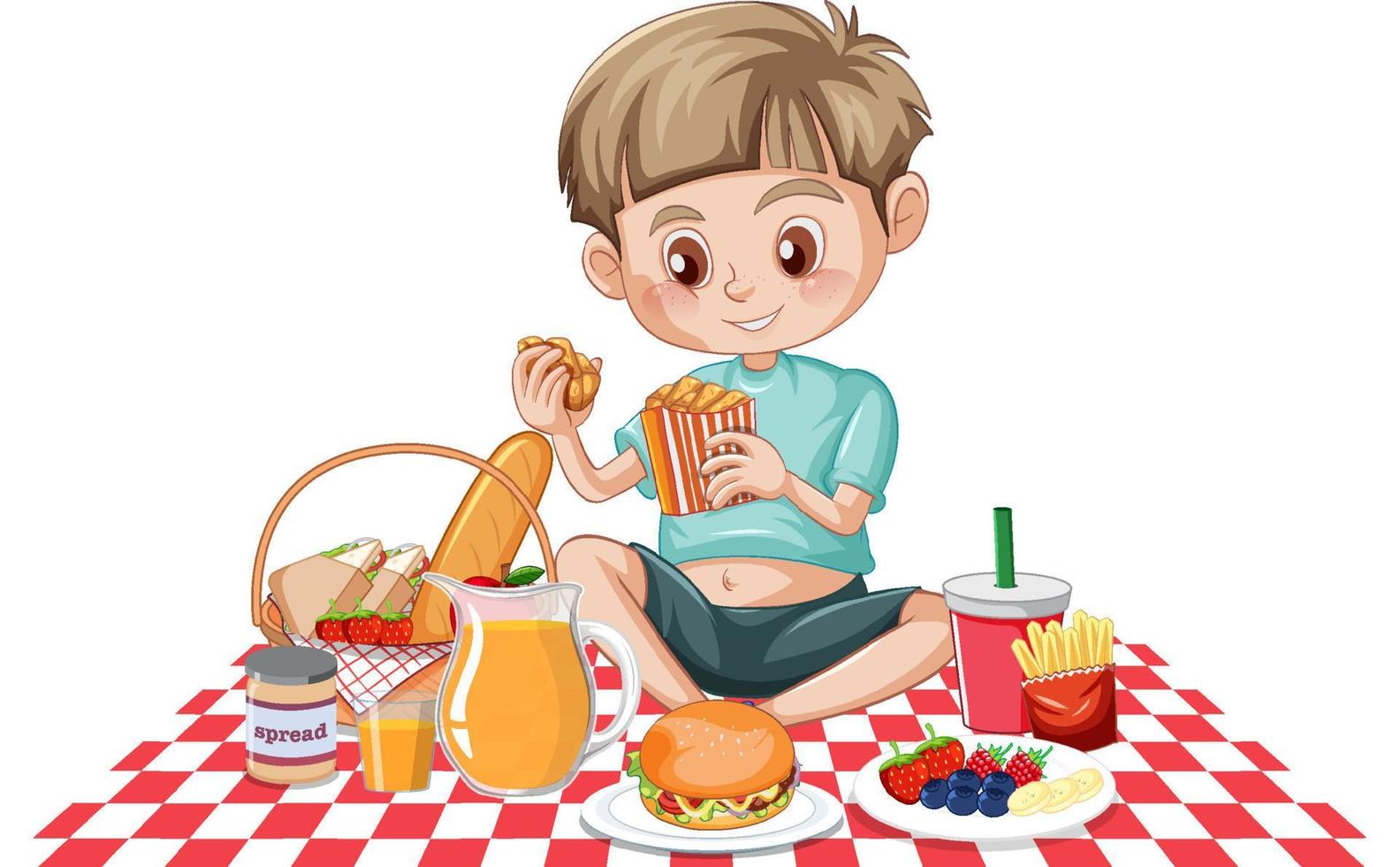 A girl having picnic cartoon vector