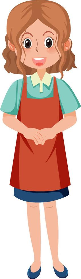 Woman wearing red apron vector