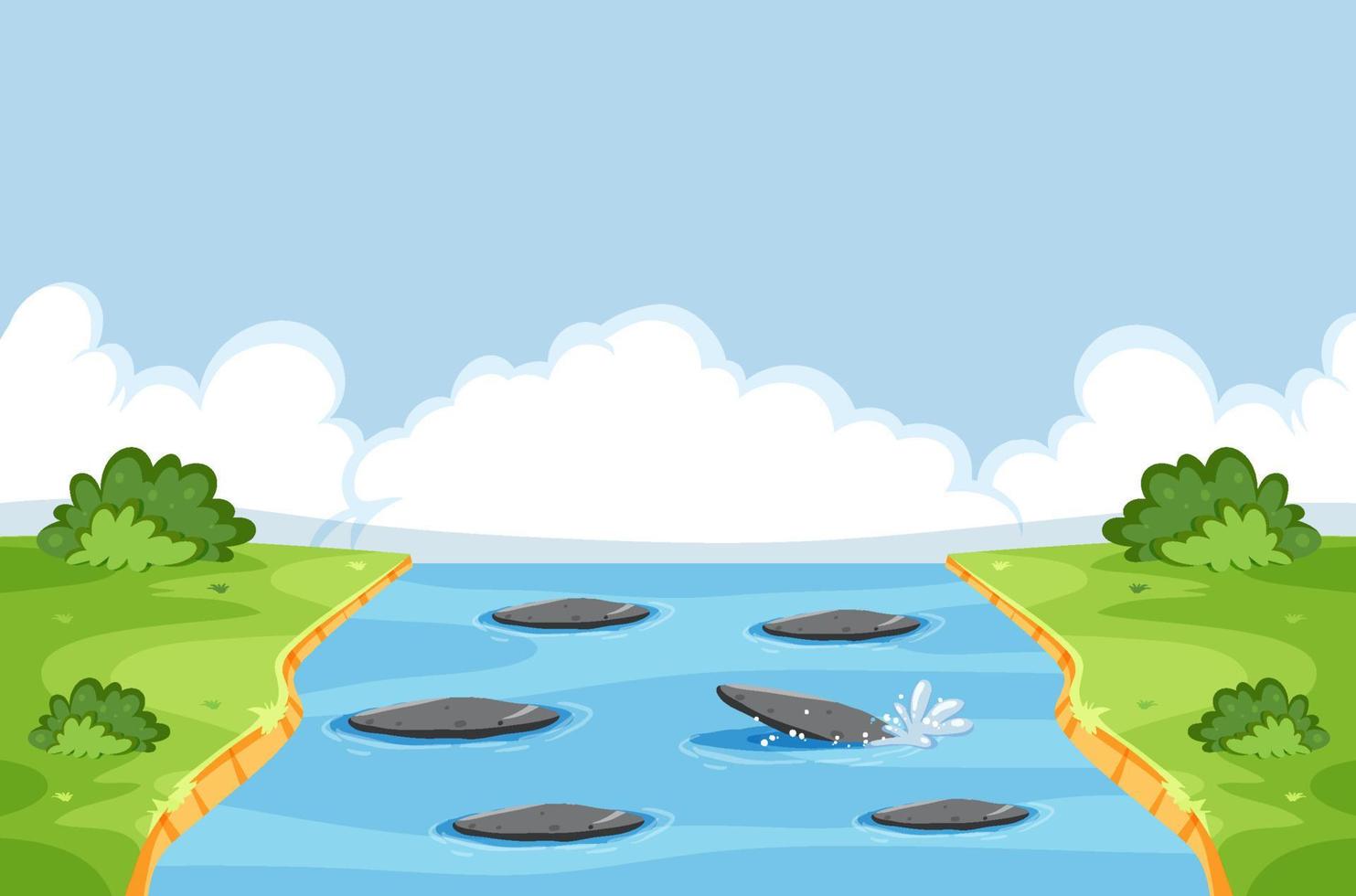Nature outdoor scene with river vector