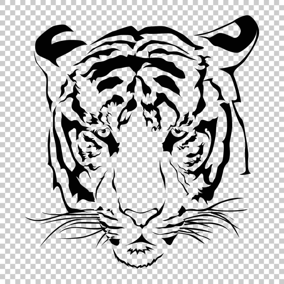 Tiger head white and black. vector