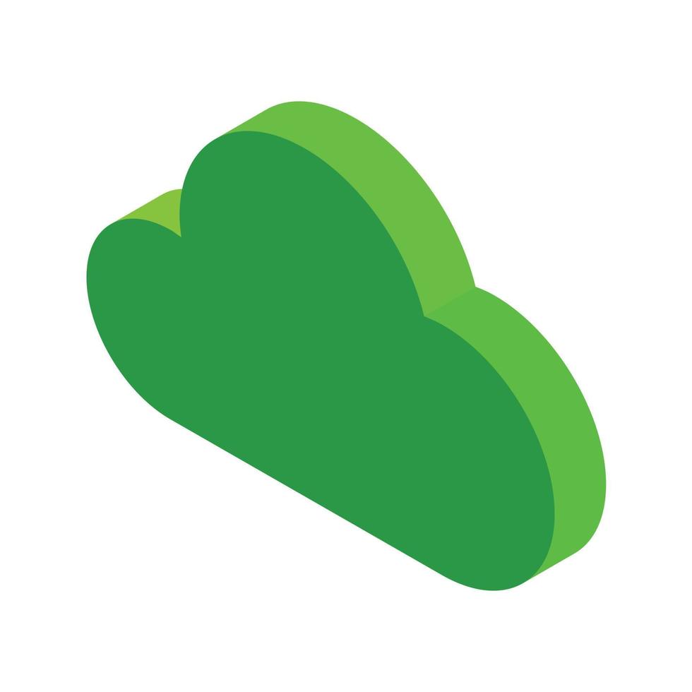 Green 3d isometric cloud flat vector icon design