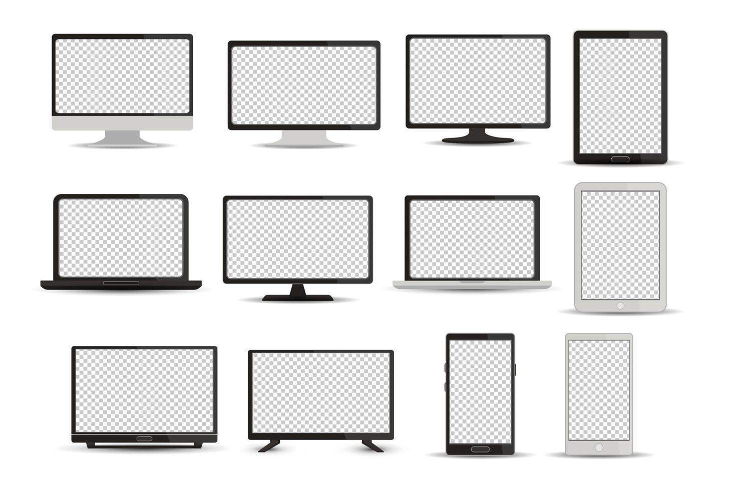 Set of flat technology device monitor laptop LCD tv smartphone vector