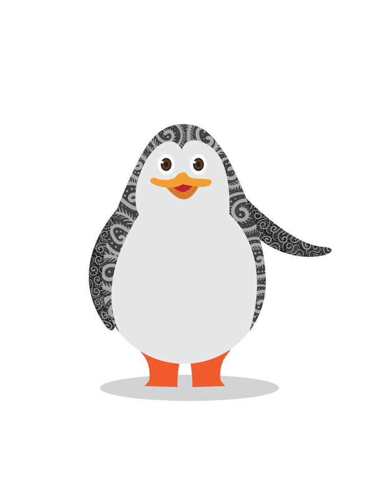 linda ilustración de vector plano de pingüino con pose de ala ondeante aislada en fondo blanco