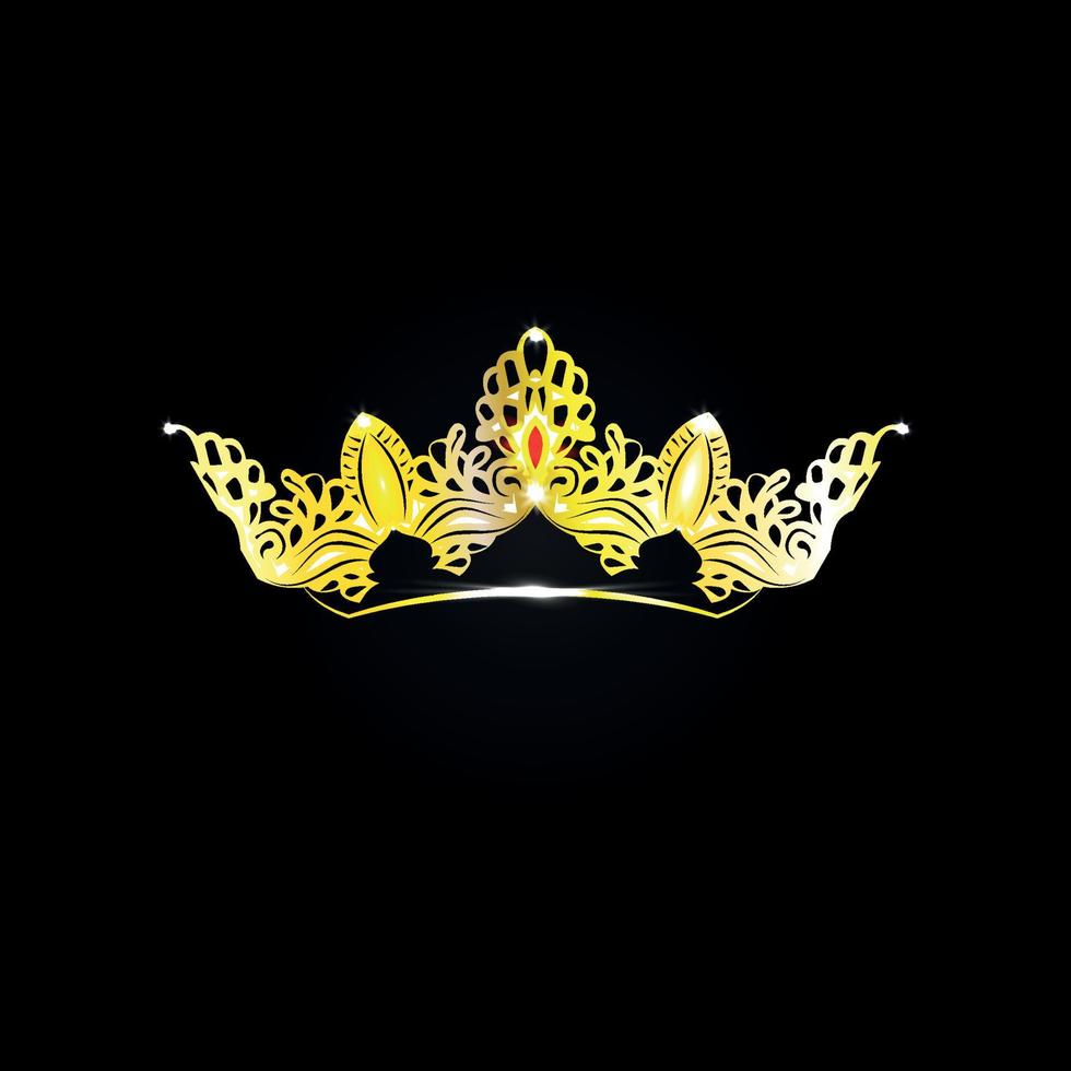 Vector icon illustration of a Princess Crown on black background. Crown logo Design.