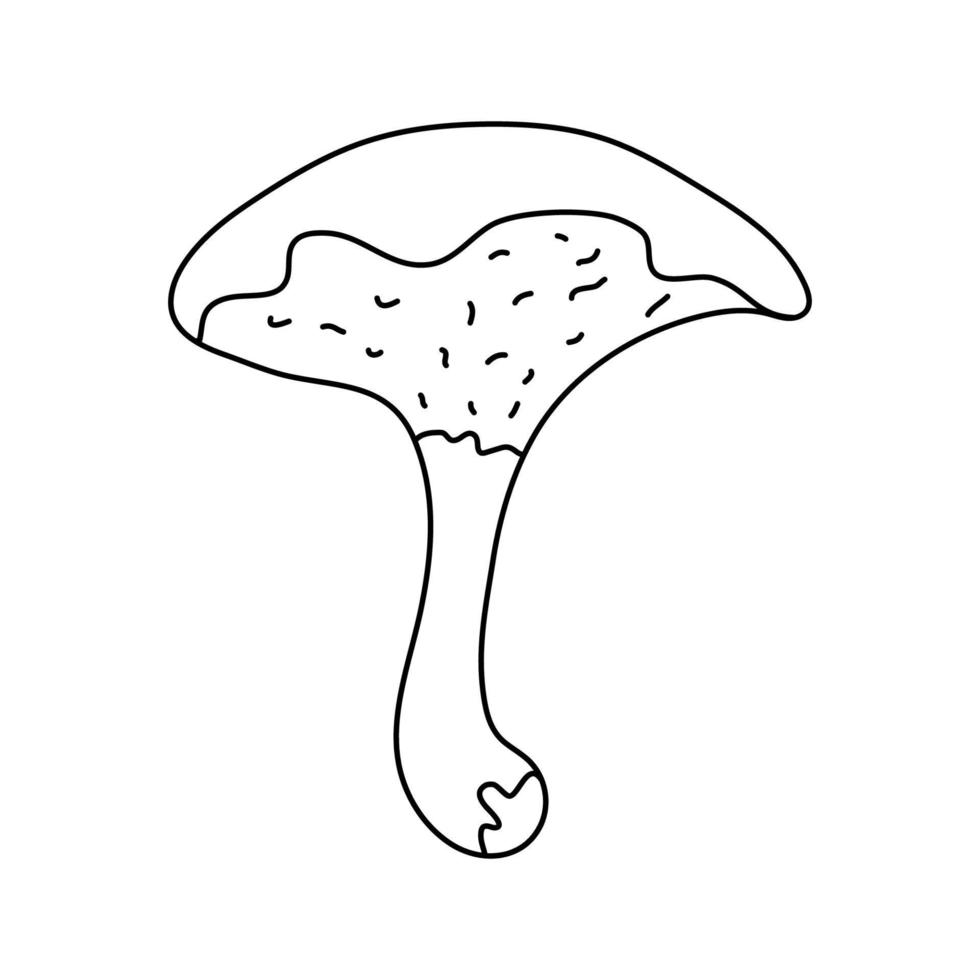 hongo suillus bovinus en estilo garabato. contorno negro aislado. vector