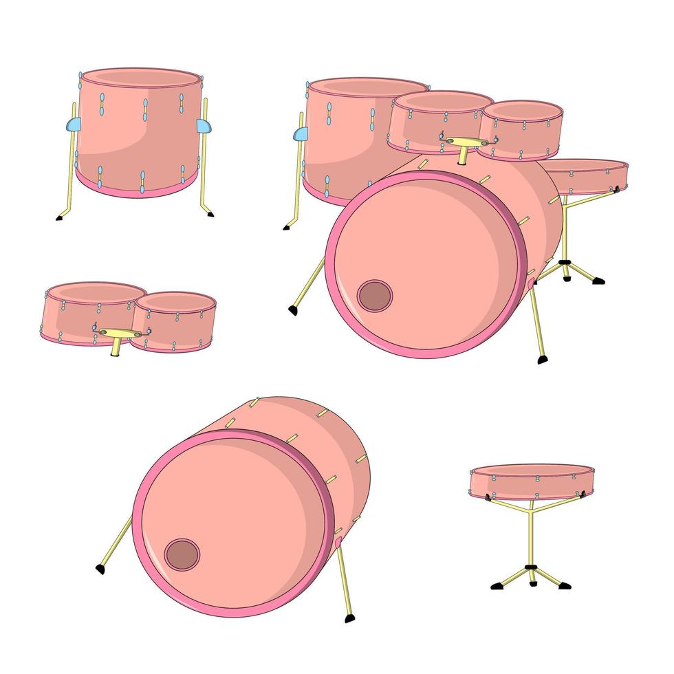 Acoustics Drums Kit Beautiful Pink vector