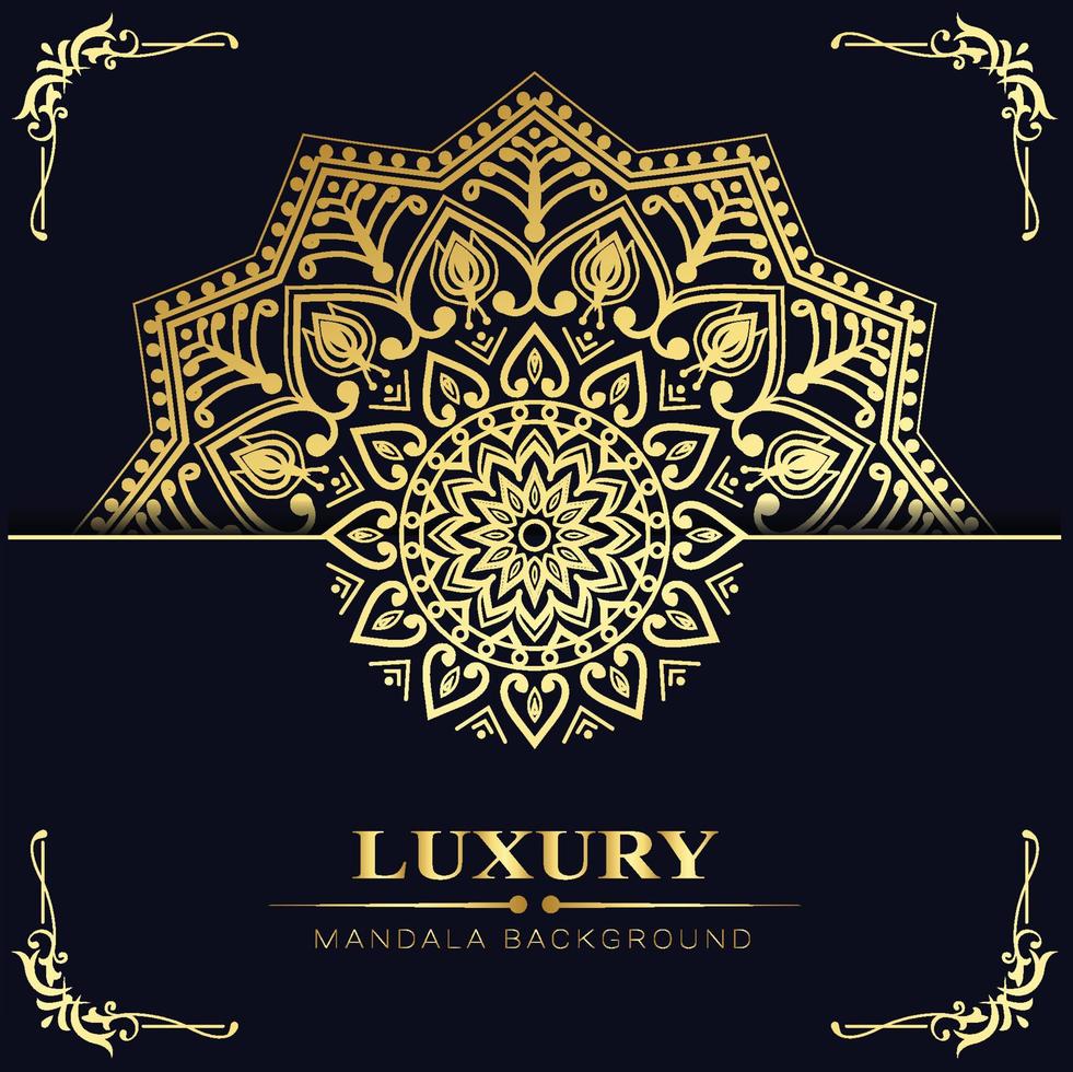 fondo de mandala de lujo con mandala decorativa de patrón dorado para impresión, afiche, portada, folleto, volante, pancarta vector