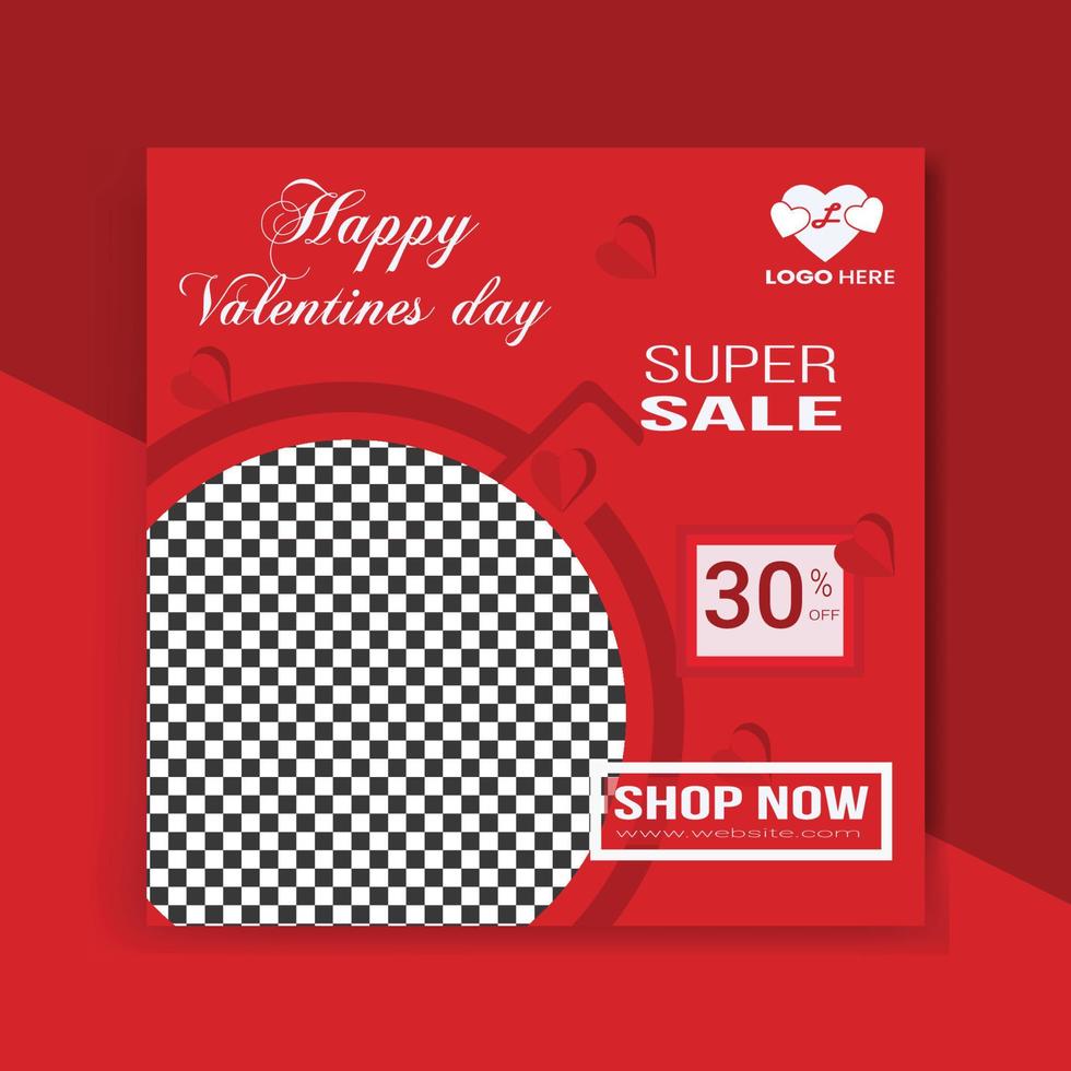 Social media post templates for sales promotion on Valentine's Day vector