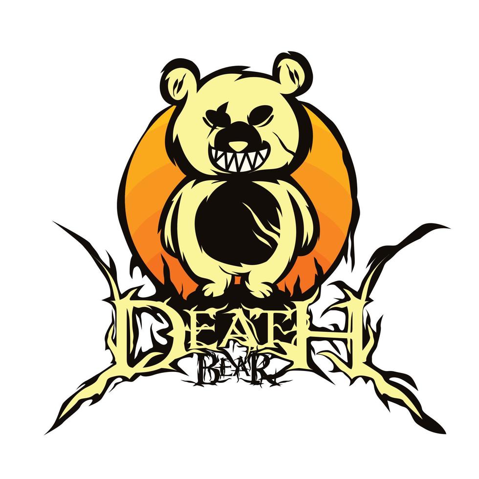 ilustración de death metal de oso de peluche vector