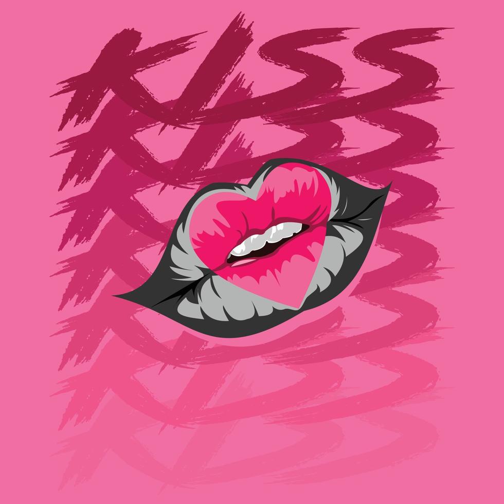 ilustración labios amor y beso vector