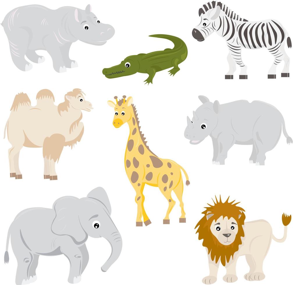 set of various tropical animals vector