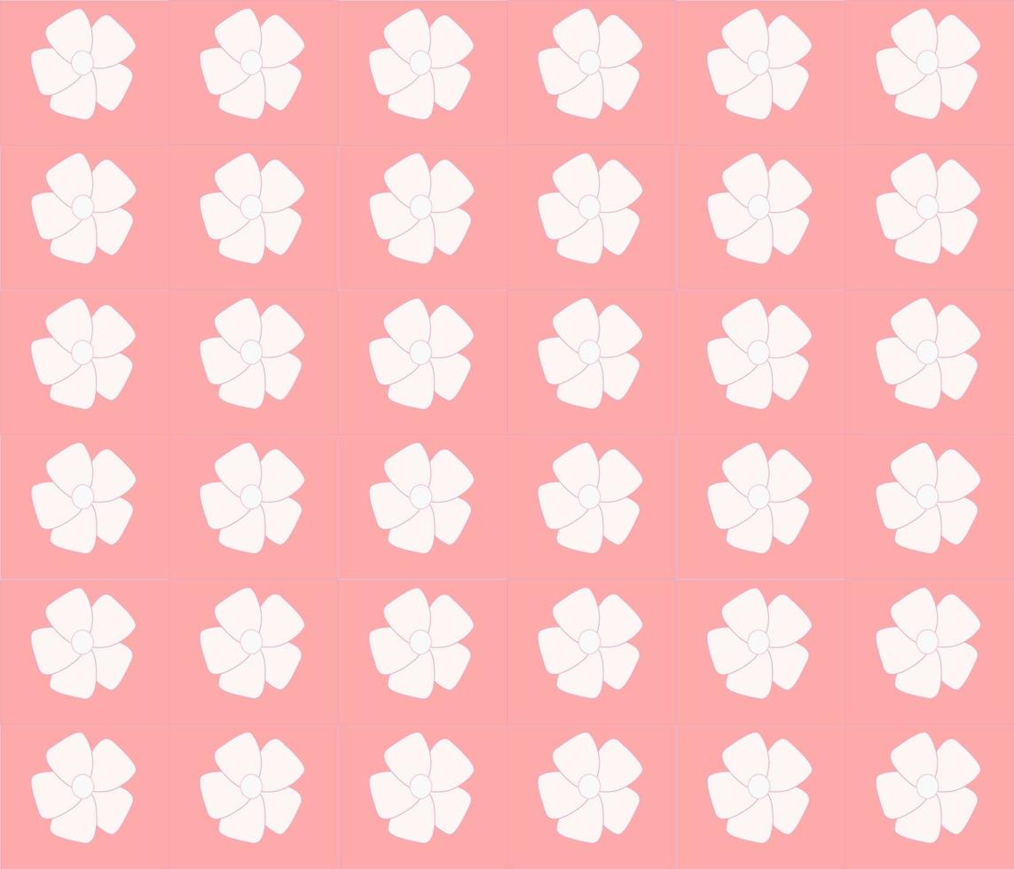 Vector design of white bloom flower on sweet pink background, seamless. It's a girl concept.
