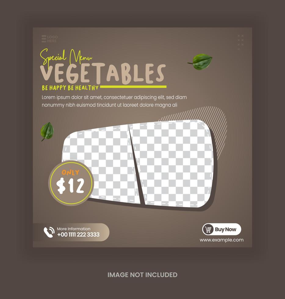 Healthy Fresh grocery vegetable social media post promotion template chocolate green color vector