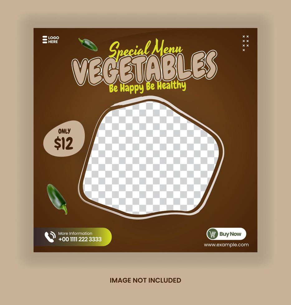 Healthy Fresh grocery vegetable social media post promotion template green choholate color vector