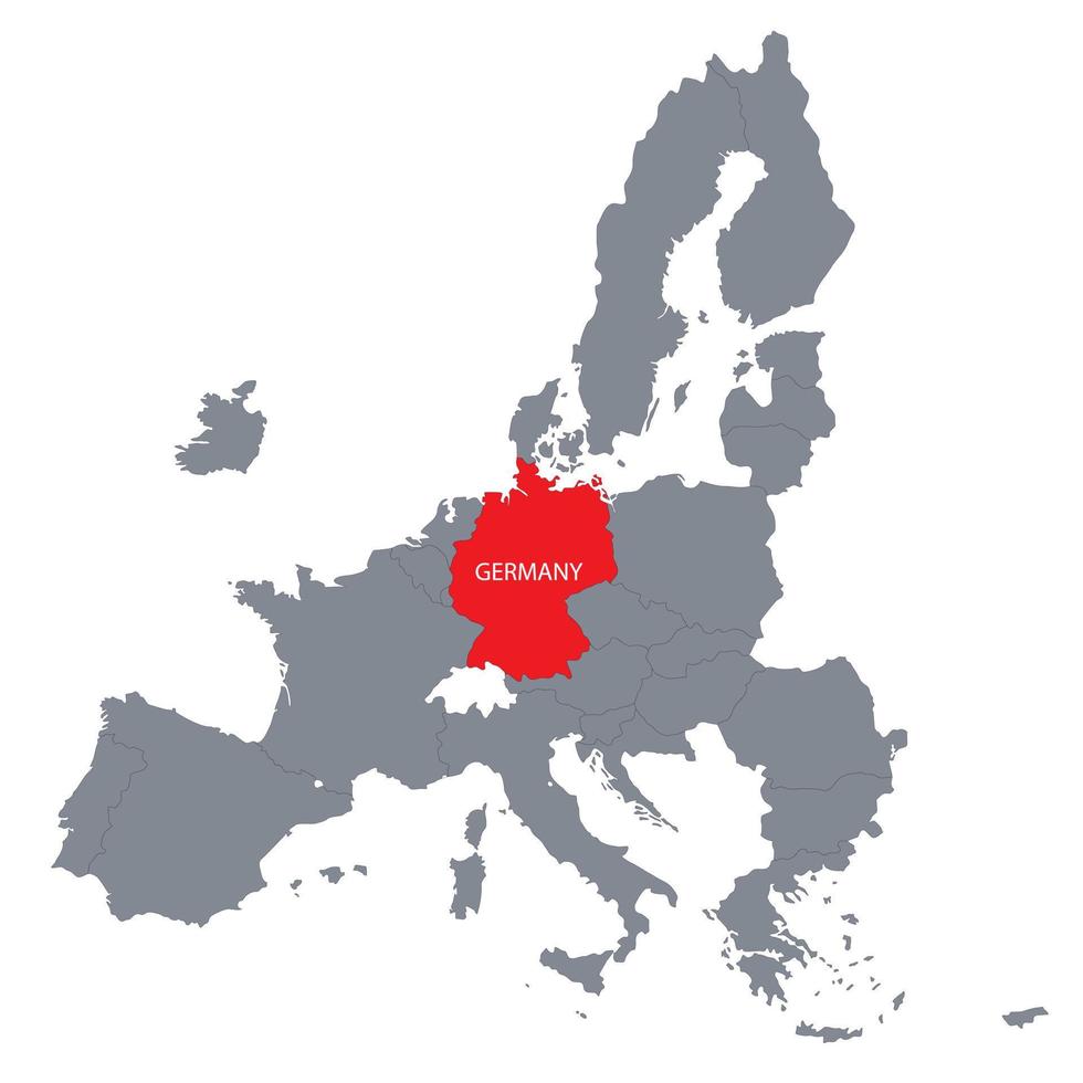 Map of Germany and European Union borders. Vector Illustration.