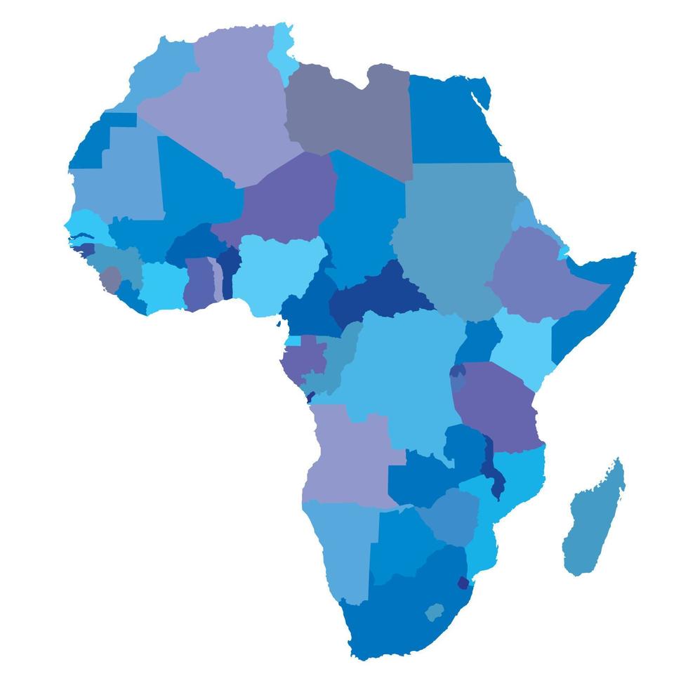 Blue map of Africa. EPS Vector Illustration.