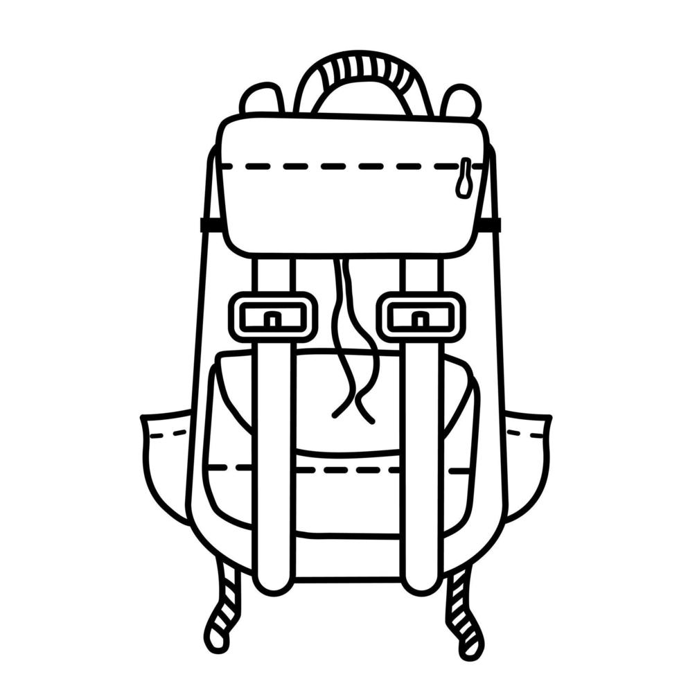 Bon voyage Baggage. Travel backpack for sports and leisure. Vector illustration line, contour. Travel stuff. Vector illustration