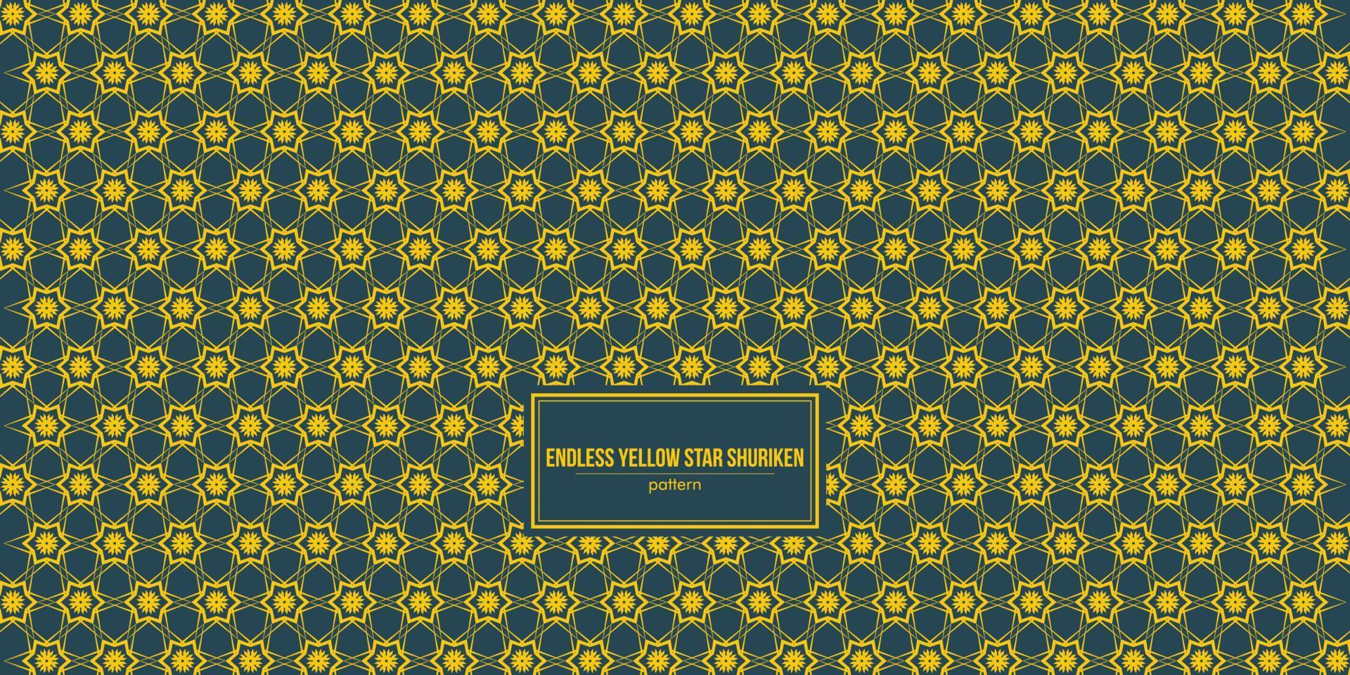 endless yellow star shuriken shape pattern vector
