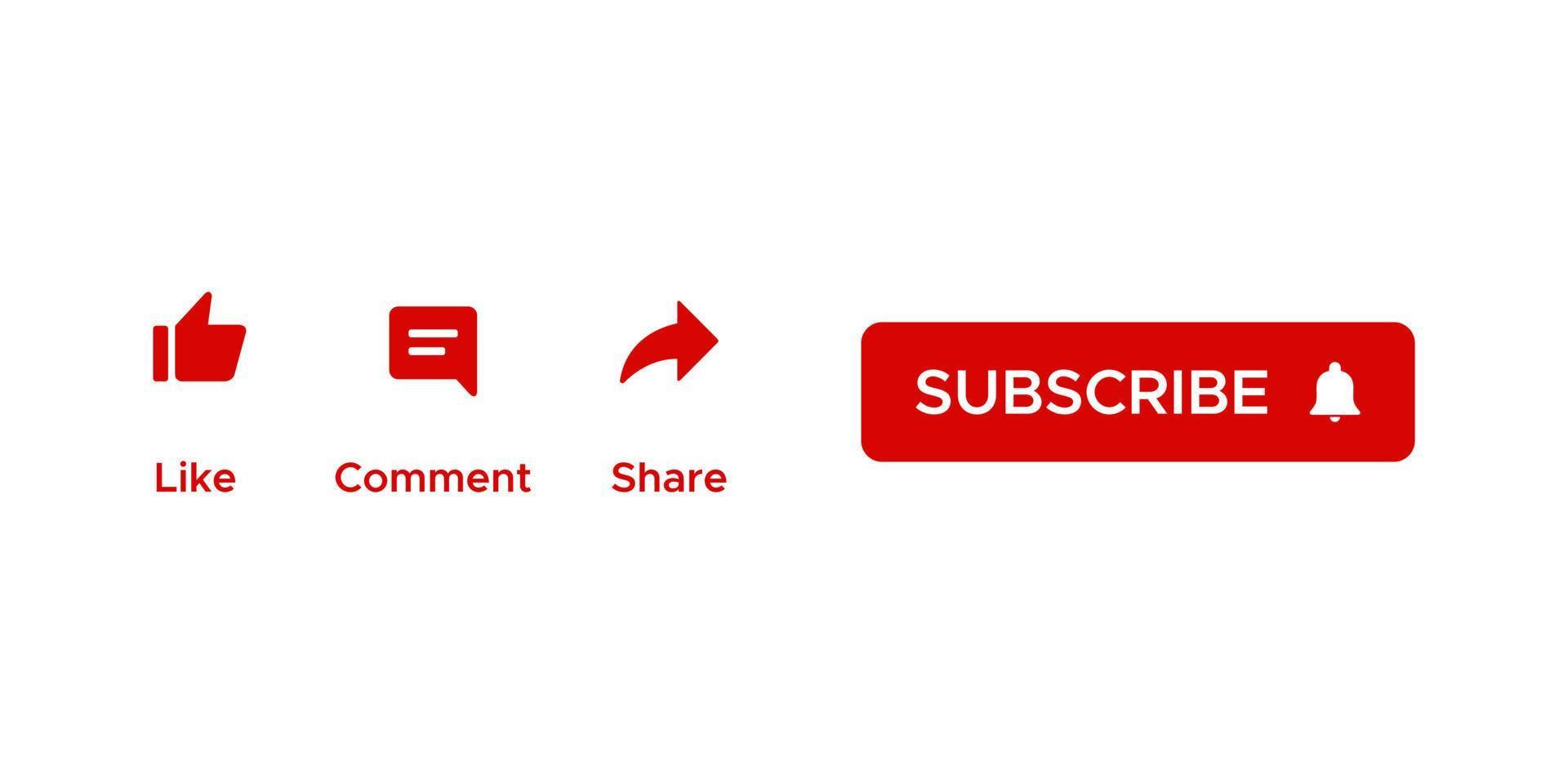 Like, Comment, Share and Subscribe Button. Icon Set for Promote Channel Subscriptions vector
