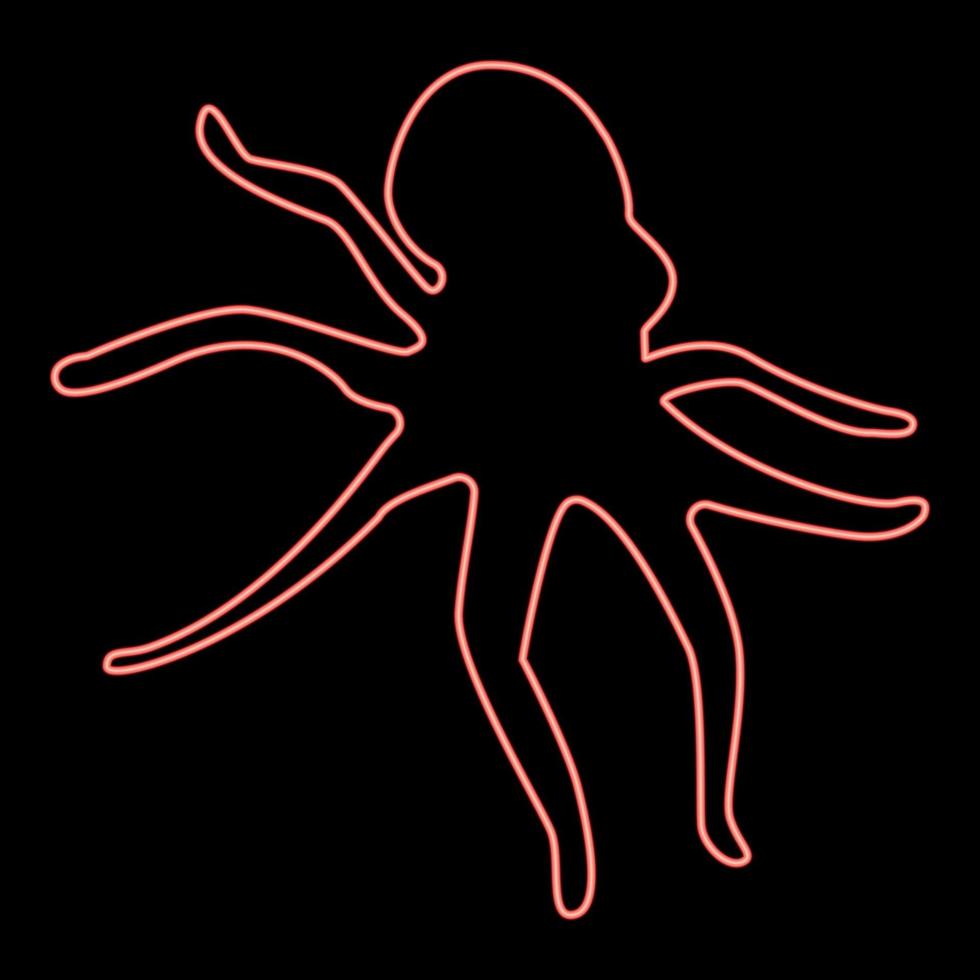 Neon devilfish red color vector illustration