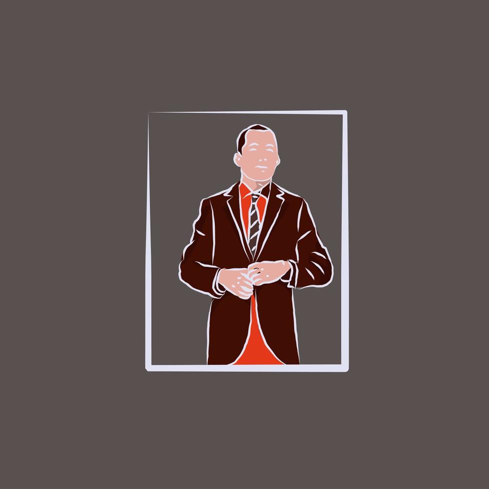 vector illustration in flat style big boss wearing a suit.