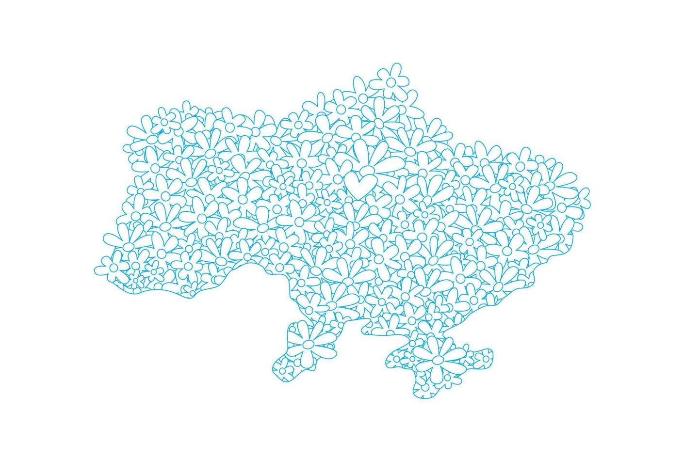 Shape of Ukraine filled with flowers. Peace and prosperity. Ukrainian Map with floral pattern, Freedom and Independence concept artwork. vector