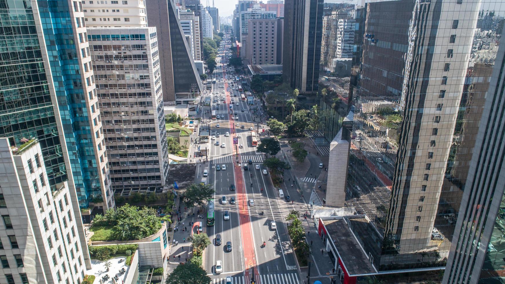 Sao Paulo, Brazil, May 2019 - Aerial view of Avenida Paulista photo