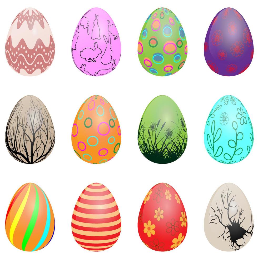 set of easter eggs with different textures vector