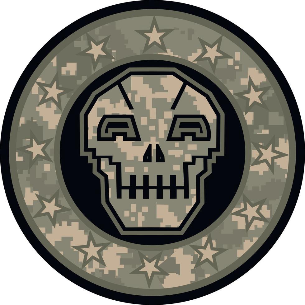 military emblem with skull and camouflage,grunge vintage design t shirts vector